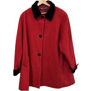 Vantage HERMAN KAY Wool Coat Women’s 2X Lined Velvet Collar Cuffs Button